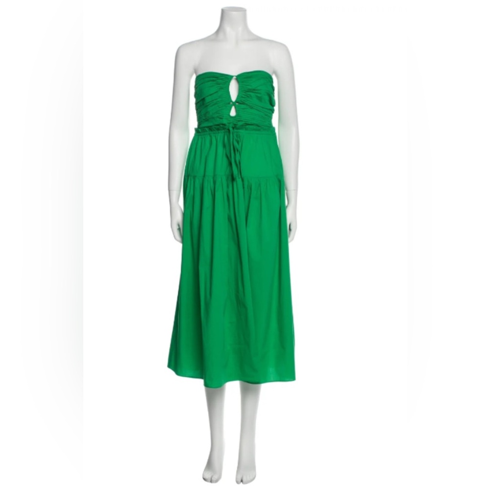 NEW Jason Wu Strapless gorgeous Green Cotton Midi Length Dress. Size S